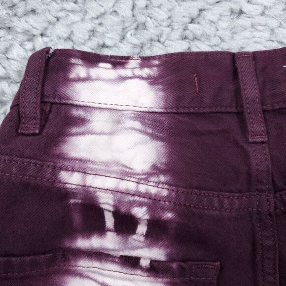 PacSun Eco Raspberry Tie Dye High Waisted Straight Leg Jeans Size 22 Purple Crop - Picture 4 of 11
